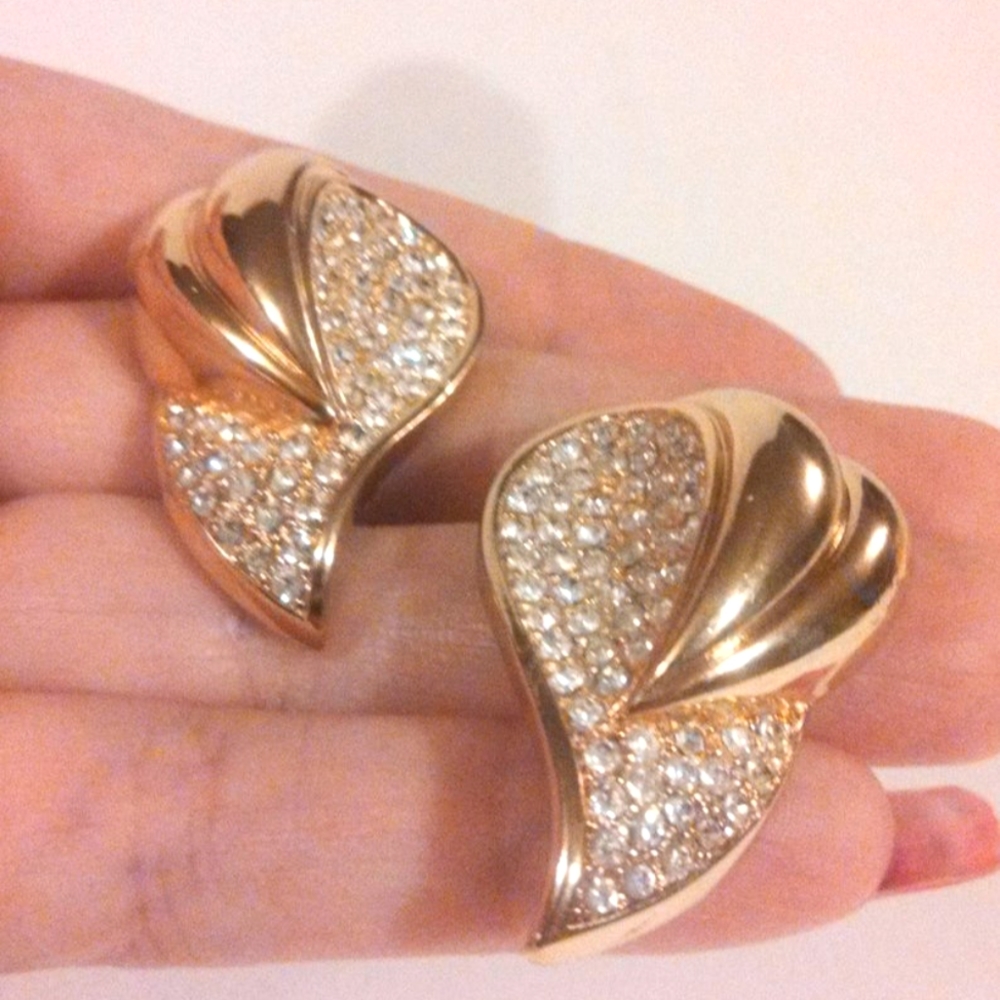 Vintage Christian Dior earrings Authentic 80s Designer clip earrings